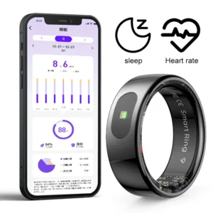 Smart Ring R08 Womens Men Electronic Smartring 5ATM Waterproof Blood Oxygen Pressure Health Monitor With Charging Case for Phone