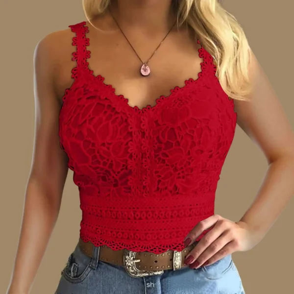 Active Tops For Women Fashion Lace Strap Splice V Neck Tank Vest Shirt Crop Top Female Streetwear Y2k Cropped Basics Tees - Image 2