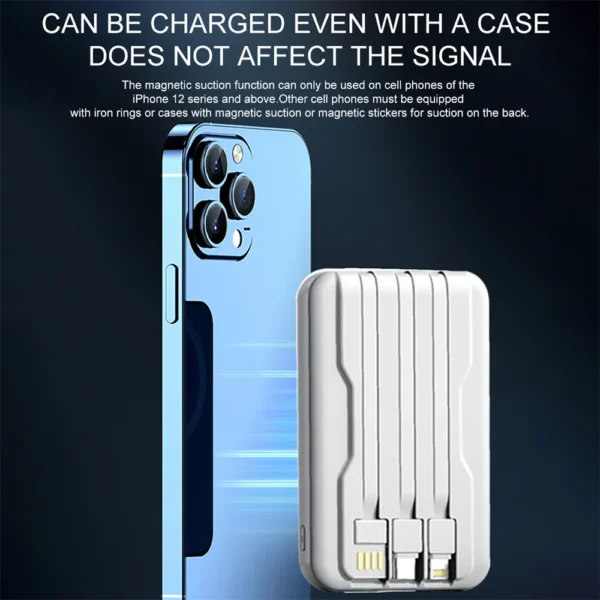 Magnetic Power Bank Portable Charger 10000mAh 15W Wireless Fast Charger Apple Android Universal Built-in Cable Mobile Power - Image 4