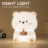 LED Cake Bear Night Light Silicone Pat Light Bedroom Bedside Rechargeable Atmosphere Lamp Christmas/Birthday Gift For Boys/Girls