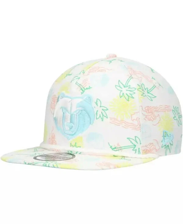 New Era | Men's White Memphis Grizzlies Palm Trees and Waves Golfer Adjustable Hat