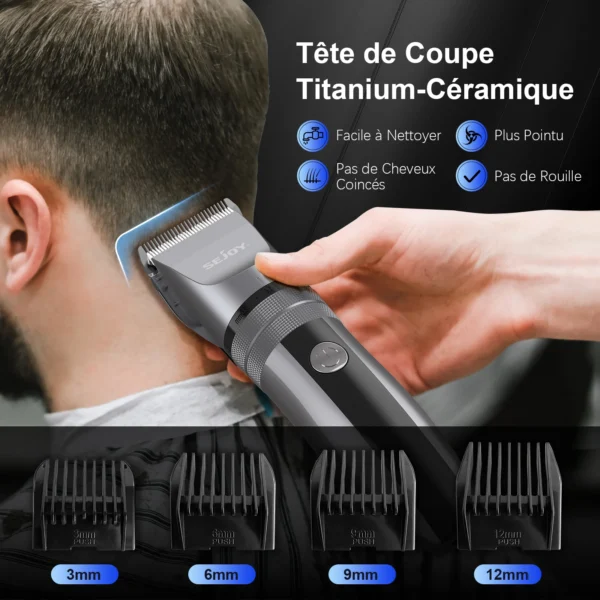 Sejoy Electric Hair Clippers Men Professional kit USB Rechargeable Men's Barber Hair Cutting Machine Beard Trimmer For Men Kids - Image 3