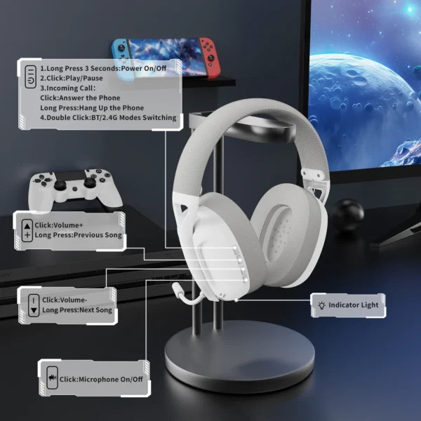 ATTACK SHARK L80 Ultra-Light Tri-Mode Gaming Headset Lightweight Wireless Gaming Headset for PC/PS4/PS5/Switch/Xbox - Image 6