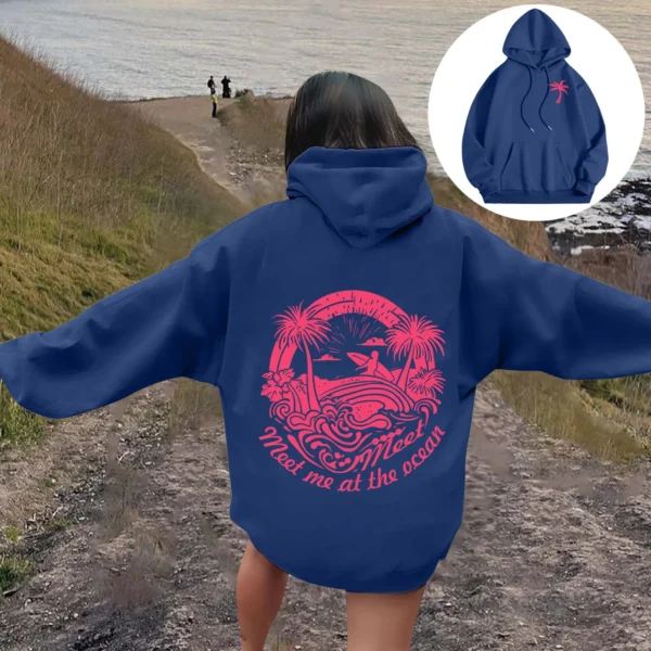 Women's Letter Graphics Printed Hoodie Autumn Winter Hoodies Long Sleeved Pockets Pullover Casual Streetwear Sweatshirts - Image 5