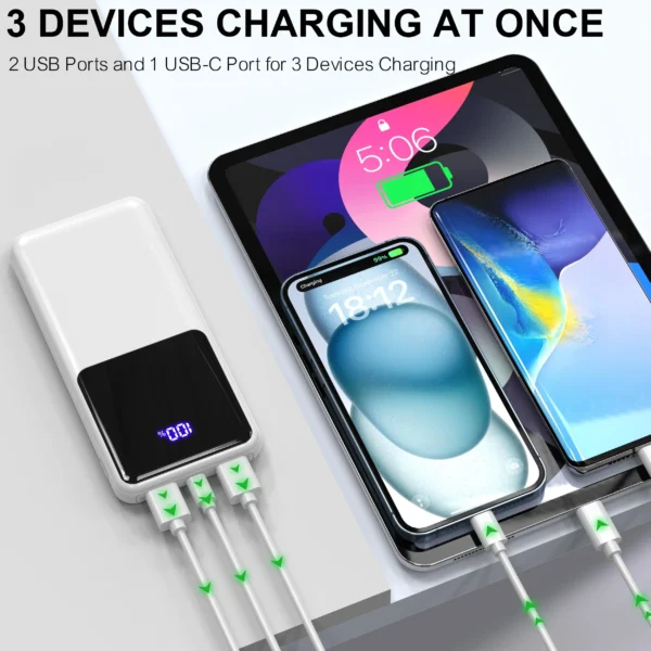 Power Bank Battery Pack Portable Charger, 10000mAh, PD 22.5W, Slim Design, 3 Outputs & 2 Inputs with LCD Display - Image 2