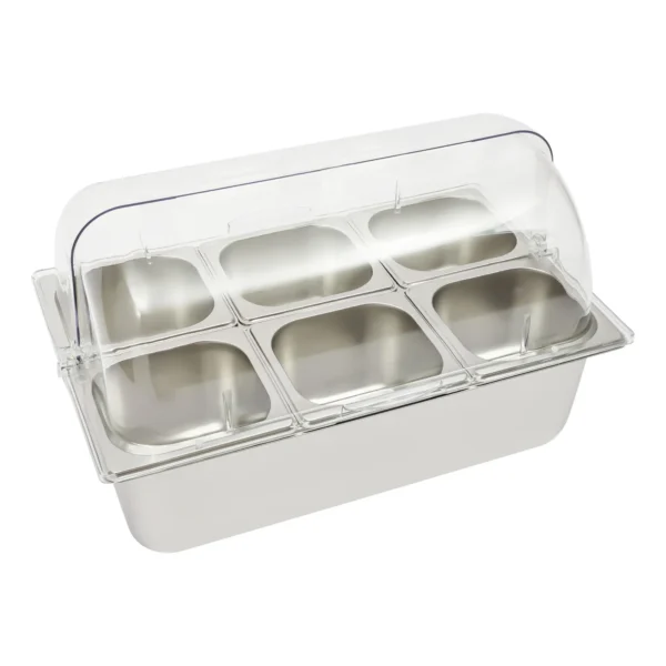 Ice Food Serving Display Tray, Stainless Steel and PC, 6 Pans with 3.59qt Capacity, for Buffets and Catering Events, 53x33x33cm - Image 5