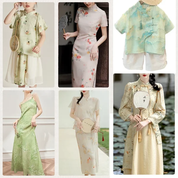 Summer Thin Linen New Chinese Style Dress Fabric， Figure National Style Cheongsam Shirt Fabric - Image 4