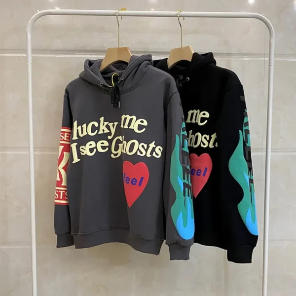 kanye Foamed love letters graffiti print hoodie for men and women with fleece jacket - Image 4