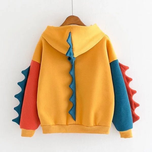 Cute Cartoon Dinosaur Shape Hoodie Sweatshirt Women Long Sleeve Color Block Pullover Hoodie Fall Winter Loose Soft Fleece Hoodie - Image 3