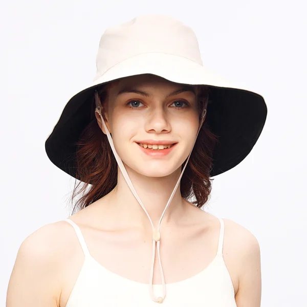 OhSunny Fisherman Hats for Women,Womne's Bucket Sunhat Double-Sided Wearing,UPF50+ Large Brim Hiking Hats with Ponytail Hole - Image 4