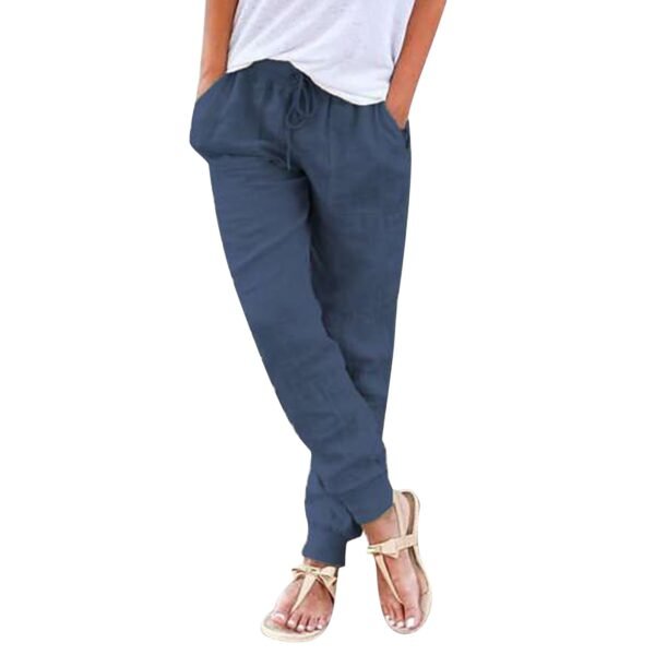 Tops Cotton Linen Drawstring Y2k Cargo Pants Women Streetwear Elastic Waist Pants Casual Trousers With Pockets Straight Trousers - Image 12