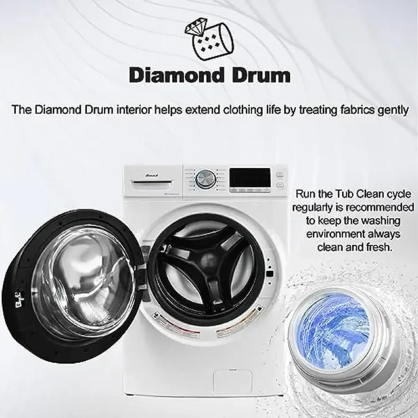 Front Load Washing Machine 27 in. 4.5 Cu. Ft. Steam Water Plus Functions Quick Wash Quiet Inverter Motor LED Touch Control Panel - Image 4