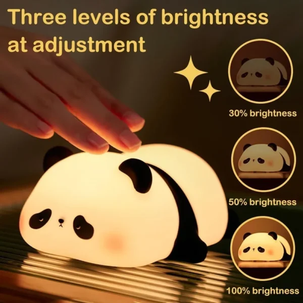 Adorable Panda Shape Night Light - Gift for Kids/Baby Shower Dimmable Silicone LED Mood Lamp Bedroom Ambient Lighting - Image 4