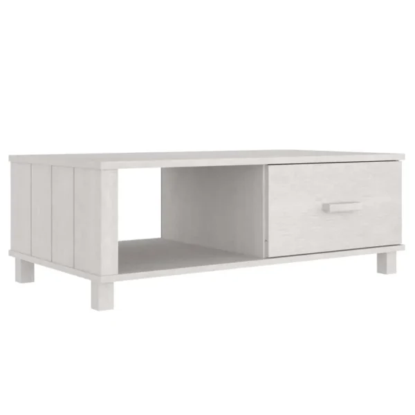 White Solid Pine Wood Coffee Table Medium Modern Design Living Room Furniture - Image 2