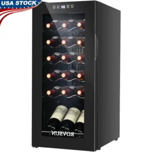 18 Bottle Freestanding Compressor Wine Cooler Refrigerator Digital Temperature Control Beverage Chiller Quiet Operation Touch