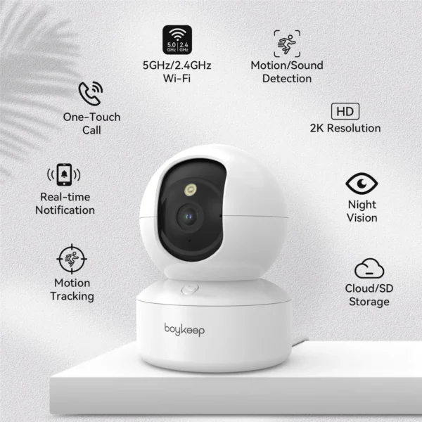 BoyKeep 3MP 5G/2.4GHz WiFi Indoor Home Security IP Smart Baby Monitor Camera Automatic Tracking 24/7 Video Surveillance Camera - Image 3