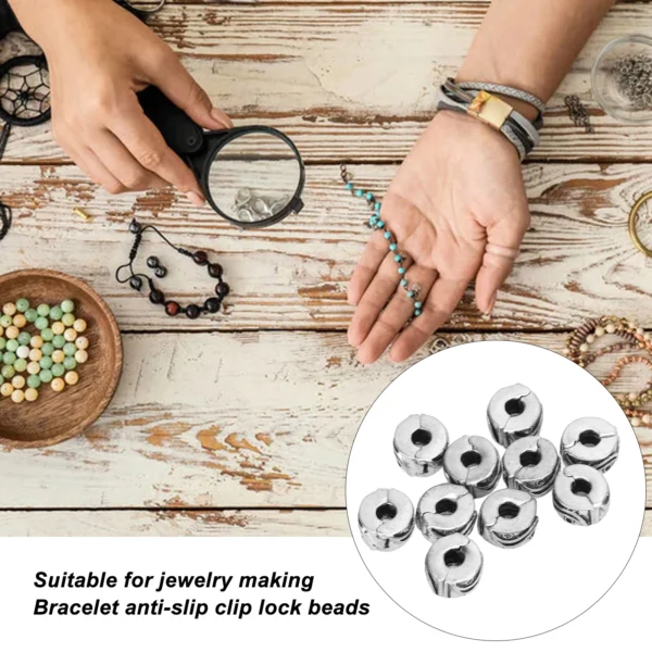 10pcs Clip Lock Beads Antique Silver Bracelet Non Slip Positioning Clip Buckle Beads DIY Hand Made Jewelry Accessories Style 2 - Image 3