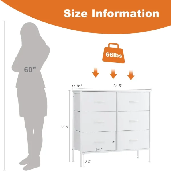 JHK 6 Fabric Drawers Nightstand For Bedroom Bedside Sofa Table With Storage Closet Chest Clothes Display Cabinet Furniture - Image 4