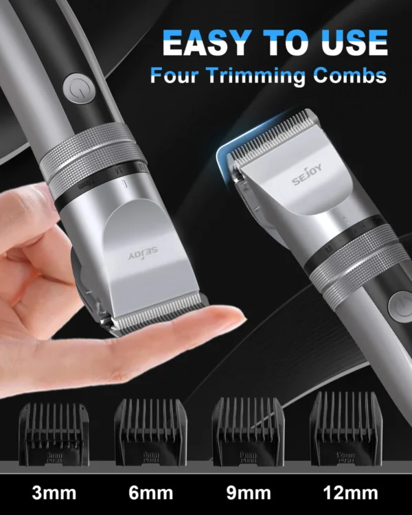 Sejoy Professional Electric Hair Trimmer Cordless Men's Hair Clipper Beard Trimmer Stainless Steel Blades Quiet Motor - Image 4