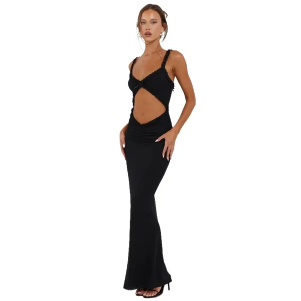 Fashion Backless Cutout Dresses Sexy Beachwear Dresses Birthday Party Midnight Clubwear Solid Color Sleeveless Women Dresses - Image 2