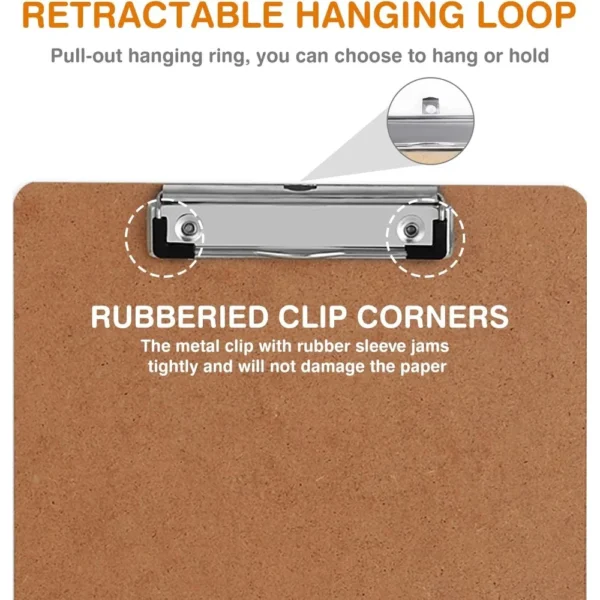 42 Pack Hardboard Clipboards Low Profile Clip A4 Letter Size Eco Friendly Writing Surface School Office Outdoor Use - Image 3