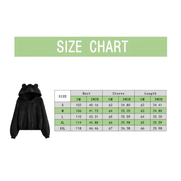 Cute Bear Ear Plush Warm Solid Casual Hoodie Female Pocket Creative Sweatshirts All-Match Street Clothes Womens Fleece Pullovers - Image 6