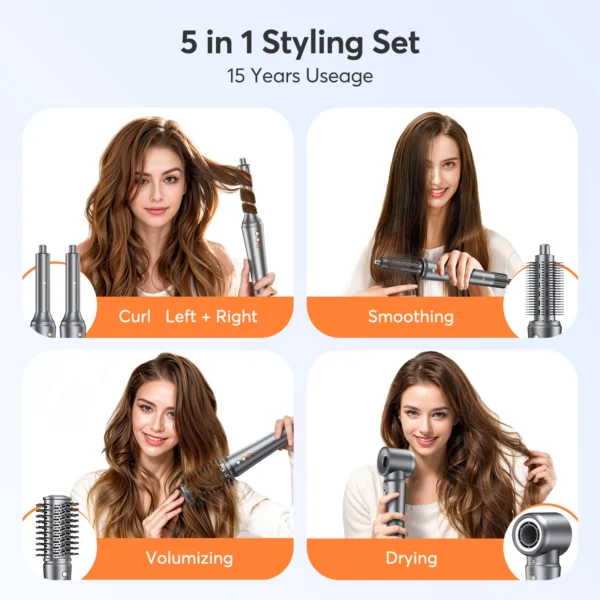 5 in 1 Hair Dryer,Multi Styling Tool,Straightener & 32mm Curling 300 Million Negative Ions Hair Care 1-3 Mins Quick Drying Gifts - Image 6