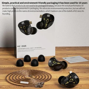 KZ DQS Professional In Ear Monitor Headphones Wired Earbuds with Noise Cancelling Bass for Music and Sports