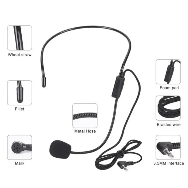 New Portable Head-mounted Headset Microphone Wired 3.5mm Plug Guide Lecture Speech Headset Mic For Teaching Meeting bee ear mic - Image 2