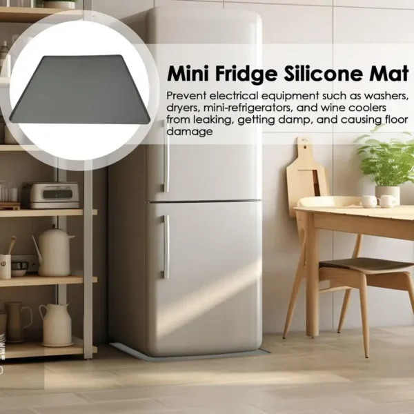 Mini Fridge Silicone Mat 23.6x23.6In Under Washing Machine Pad With Raised Edge Multifunctional Floor Mat Protect Refrigerators - Image 3