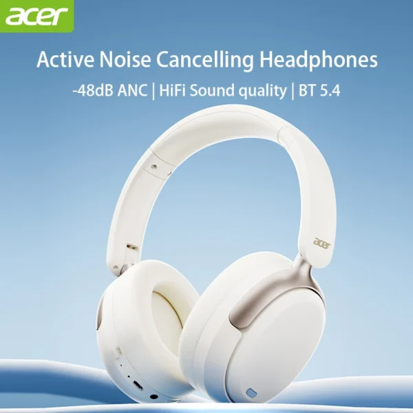Acer OHR516 ANC Wireless Bluetooth 5.4 Headphones 48dB ANC Headsets 40mm Dynamic Driver 100H Playtime with LDAC Earphones - Image 2