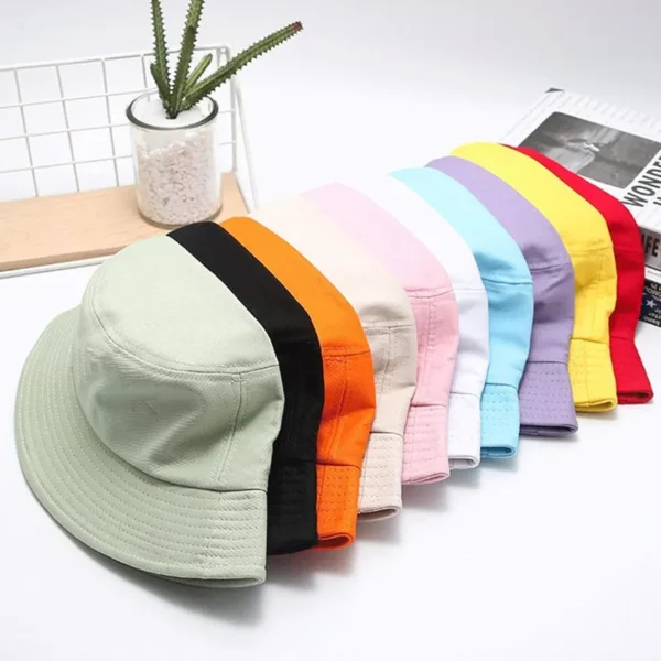 Cotton Summer Bucket Hat Children Candy Color Outdoor Customized Hat Running Hiking Cap Basin Breath Casual Leisure Beach Cap - Image 2