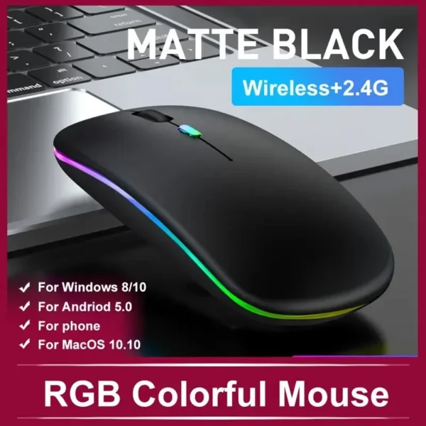 The Rechargeable Wireless Mouse, Computer Wireless Mouse, USB Mouse That Meets Ergonomics, Mute Pause, And RGB Mouse With Backli - Image 2