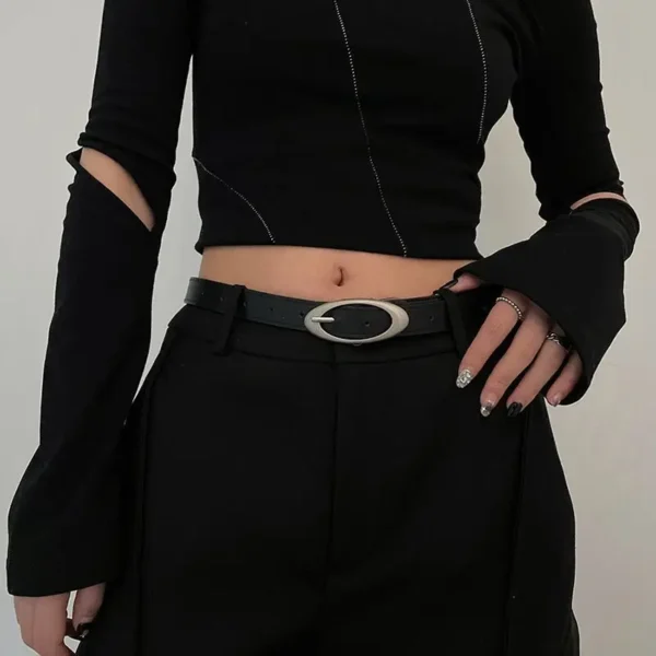 Niche belt female 2023 summer new Korean hundred with jeans belt premium sense belt design black - Image 3
