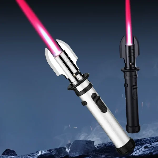Windproof Gas Torch Lighter, Metal Butane Kitchen Lighter with Safety Lock, Adjustable Flame Refillable BBQ Candle Jet Lighters - Image 5