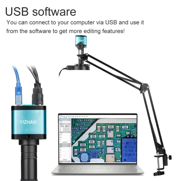 YIZHAN 48MP 4K Electronics Soldering Microscope FULL HD 1080P HDMI Camera USB Software 1-150x Lens Stand Shipping From Europe - Image 2