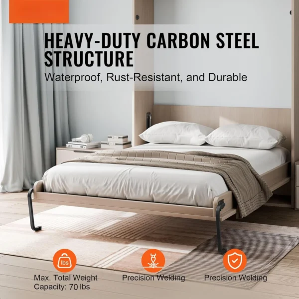Murphy Bed Kit, Twin Size, Vertical Deluxe DIY Wall Bed Mechanical Hardware Kit, Pneumatic Lever Heavy Duty Bed Frame Support - Image 2
