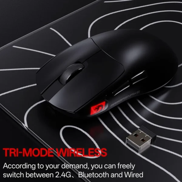 MAMBASNAKE M4 Wireless Gaming Mouse, 52g Lightweight BT/2.4Ghz/Wired Computer Mouse, PAW3311 24K DPI Optical Sensor - Image 3