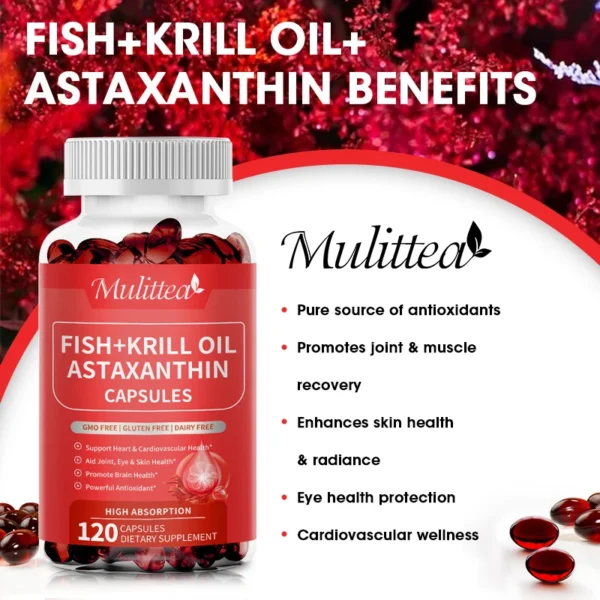 Mulittea Astaxanthin Capsules Promotes Cardiovascular Health and Accelerates Metabolism supporting Eye, Joint & Skin Health - Image 6