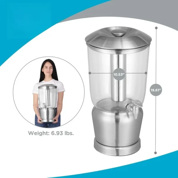BIRDROCK HOME 3 Gallon Beverage Dispenser with Ice Container, Spigot - Round - Lemonade Sangria Tea Water Drink Jar Jug - Image 3