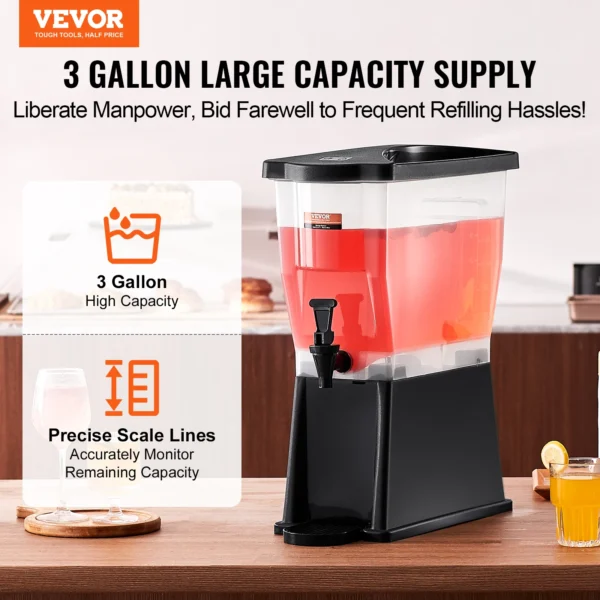 VEVOR Beverage Dispenser for Parties Plastic Juice Dispenser Tea Lemonade Juice Water Dispenser for Restaurants Hotels Parties - Image 2