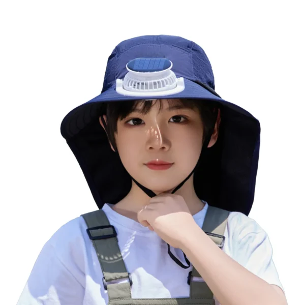 Summer Children's Solar Fan Hat Sunshade Hat Sun Protection Hat with fan USB Charging Outdoor Wide Brim Garden Hats Kids Sunhat - Image 3
