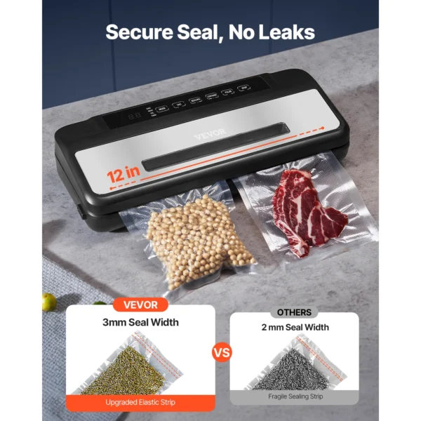 VEVOR 80Kpa 120W Electric Vacuum Sealer Machine 7-in-1 Dry/Wet Food Sealer with Built-in Cutter Knife for Kitchen Food Storage - Image 5
