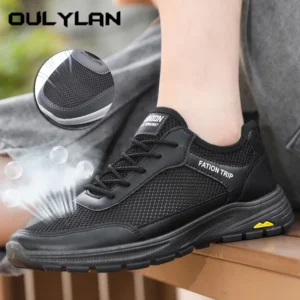 Oulylan Breathable Mesh Walking Shoes Summer Fashion Soft Soled Sneakers Lightweight Comfortable Sports Footwear For Men