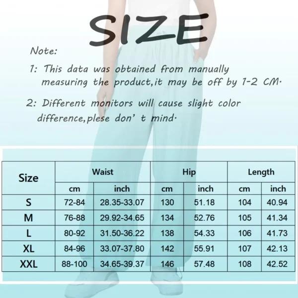 Beach Linen Pants Women Wide Leg Harem Pant High Waist Button Drawstring Palazzo Loose plus Size Pant with Pocket - Image 16