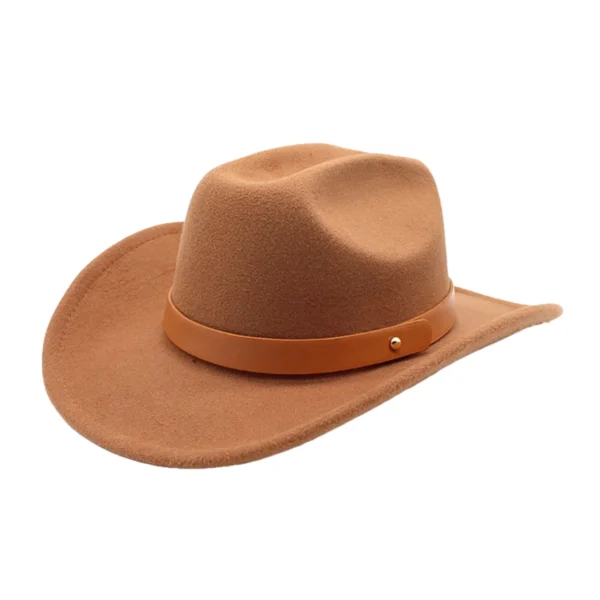 New Straight Cowboy Hat British Style Fedora Flat Top Black Top Hat European And Style Hat Cowboy Hats For Women With String Hot - Image 2