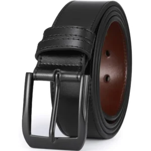 Men’s Casual Leather Jeans Belts 1 1/2” Wide Thick Alloy Prong Buckle Work Dress Belt for Men