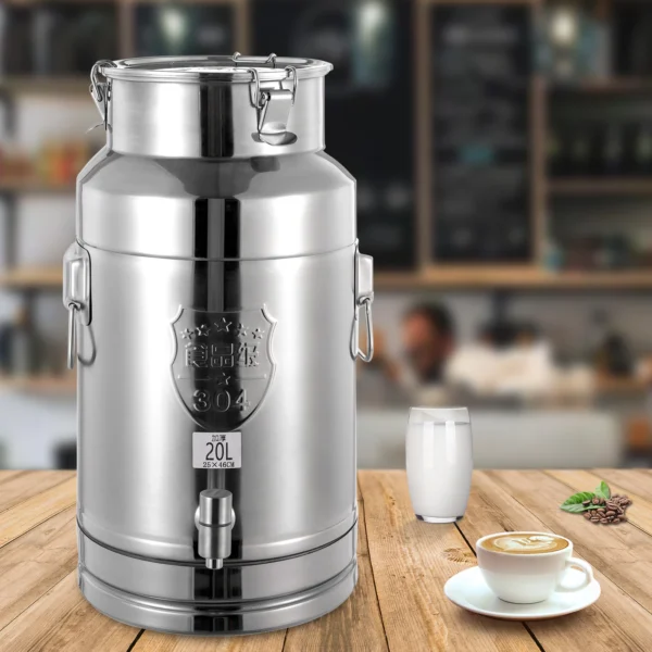 Stainless Steel Milk Can Transport Barrel Beverage Drink Dispenser with A Spigot 20L 25*46cm for Storing Liquid Products - Image 3