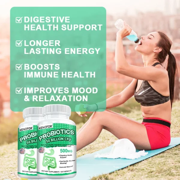 Probiotics 50 Billion CFU Supplement - Supports Digestive Health, Gut Health, Gas & Bloating, 120 Capsules - Image 5
