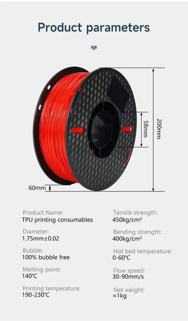3D Printer Filament 1kg PETG PLA TPU 1.75mm 95A TPU 2.2LBS 3D Printing Plastic Material Eco Friendly No Bubble - Image 6